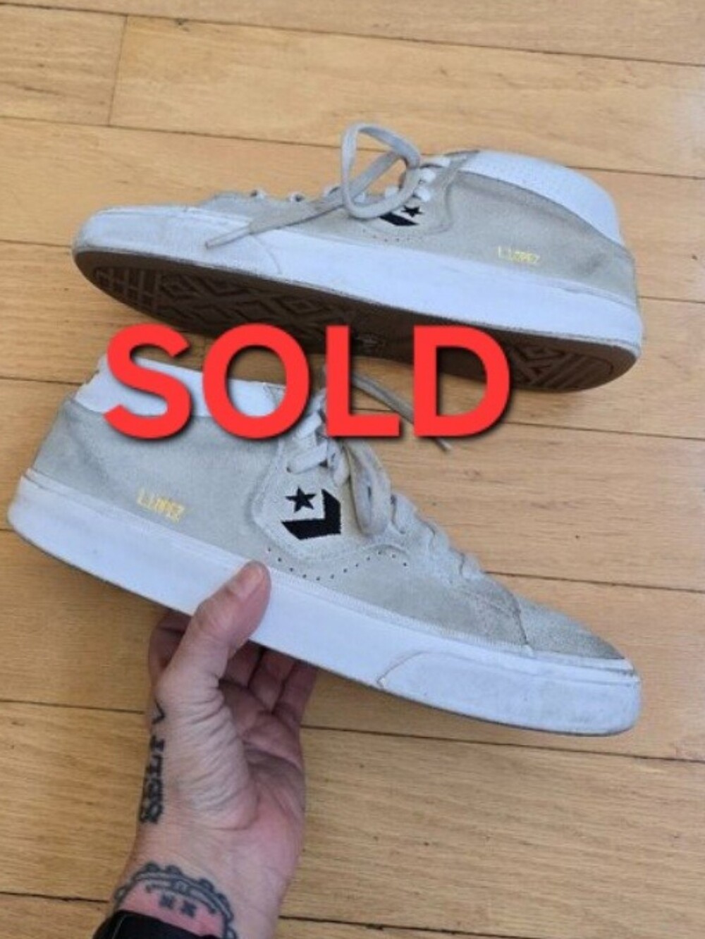 Converse | Louie Lopez Pro Mid white suede skater sneakers | MENS 7.5